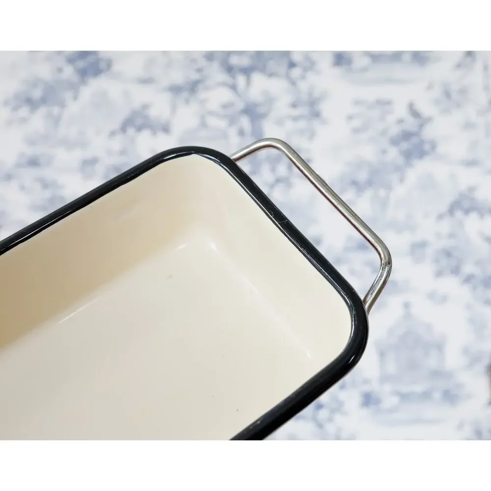 VTG National Silver Co Bakers Ware Enamel Pan Casserole MCM Retro Cottage Farm